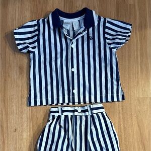 Vintage Junior Dior Striped Blue and White Two-Piece Set NWOT - Size 2T